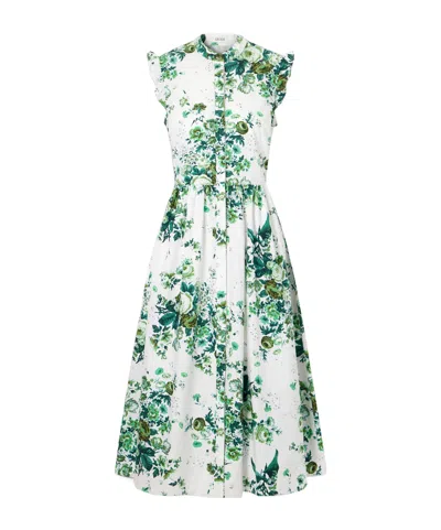 Erdem Ruffle Print Dress In Multi