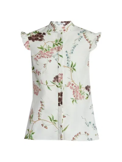 Erdem Ruffled Floral-print Blouse In White