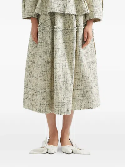 Erdem Ruffled Midi Skirt In Green