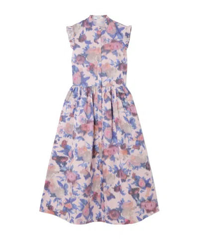 Erdem Ruffled Gathered Floral-print Cotton-poplin Midi Dress In Pink