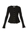 Erdem Ruffled Ribbed Cardigan In Black