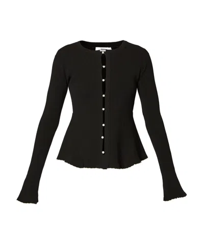 ERDEM RUFFLED RIBBED CARDIGAN