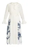 Erdem Ruffled Silk Midi Dress In White
