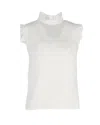 Erdem Ruffled Sleeveless Blouse In White Cotton In White
