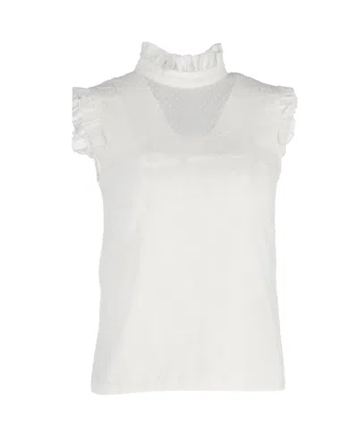 Erdem Ruffled Sleeveless Blouse In White Cotton
