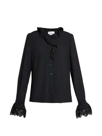 Erdem Ruffled-collar Shirt In Black