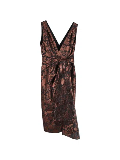 Pre-owned Erdem Sash-waist Midi Dress In Black