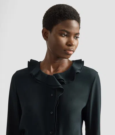 Erdem Satin Cady Long Sleeve Shirt In Black
