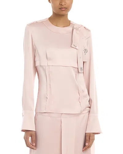 Erdem Satin Cady Long Sleeve Shirt In Pink
