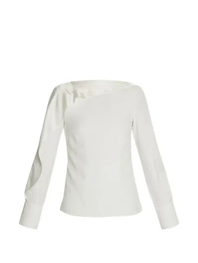 Erdem Satin Draped Blouse In White