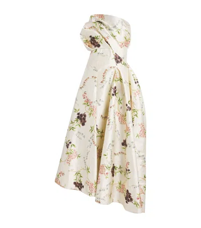 Erdem Satin Floral Print Cloud Midi Dress In White
