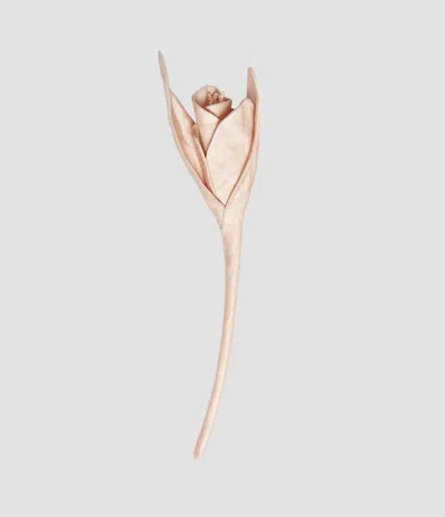 Erdem Satin Flower Brooch In Gold