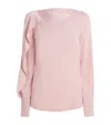 Erdem Satin Long-sleeve Top In Pink