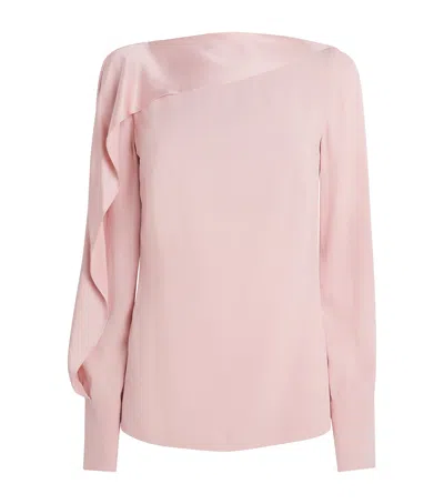 Erdem Satin Long-sleeve Top In Pink