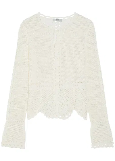 Erdem Scalloped Crochet Cotton Cardigan In White