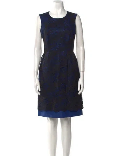 Pre-owned Erdem Scoop Neck Knee-length Dress In Blue