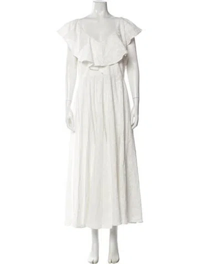 Pre-owned Erdem Scoop Neck Long Dress In White