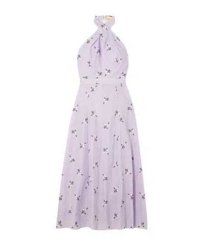 Erdem Selene Embroidered Dress In Purple