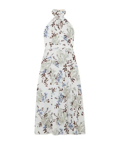 Erdem Selene Floral Print Dress With Bow Decoration In Multi