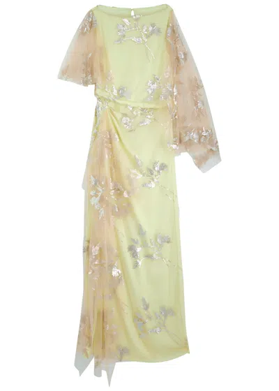 Erdem Sequin-embellished Draped Satin Gown In Multicoloured 1