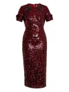 Erdem Embellished Sequined Georgette Midi Dress In Red