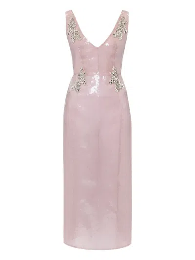Erdem Sequin-embellished V-neck Dress In Multi