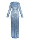 Erdem Draped Embellished Gown In Blue