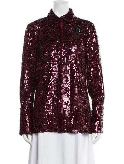 Pre-owned Erdem Sequin Patterned Blouse W/ Tags In Burgundy