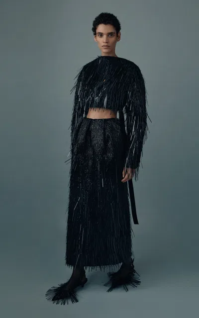 Erdem Sequined Crop Top In Black