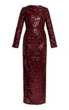 Erdem Sequined Draped Gown In Red