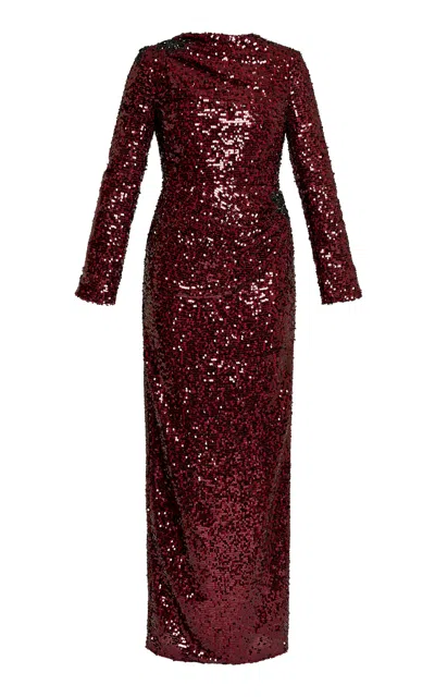 Erdem Sequined Draped Gown In Red