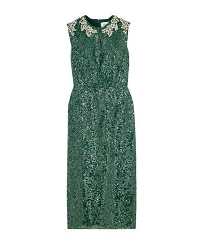 Erdem Sequined Dress In Green