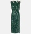 Erdem Sequined Embellished Pencil Dress In Green