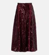 Erdem Sequined Georgette Midi Skirt In Burgundy