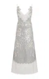 Erdem Sequined Midi Cocktail Dress In Gray