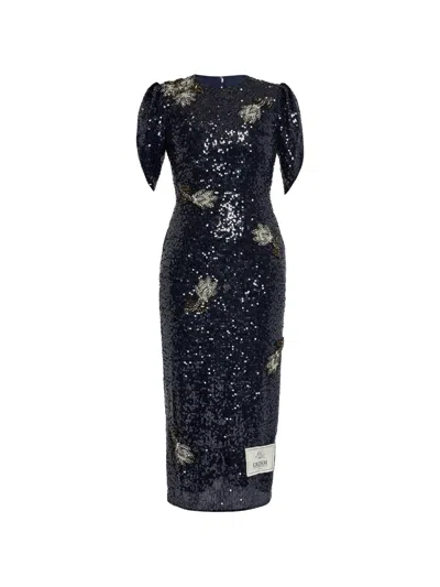 Erdem Sequined Midi Dress In Blue