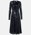 Erdem Sequined Midi Dress In Blue