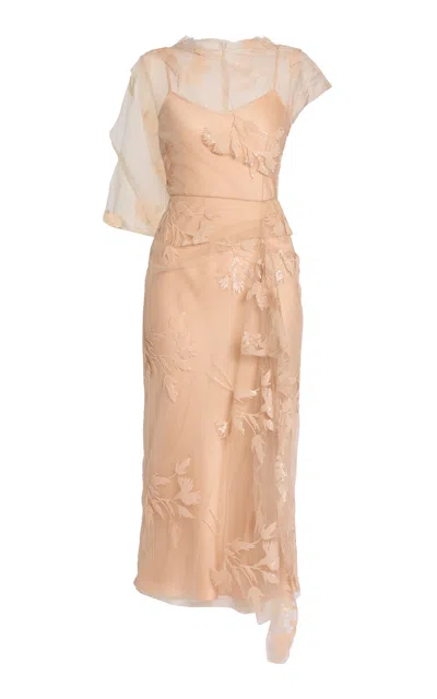 Erdem Sequined Tulle Midi Dress In Neutral