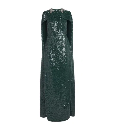 ERDEM SEQUINNED EMBELLISHED CAPE GOWN