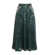 Erdem Crystal Embellished Sequin Midi Skirt In Green
