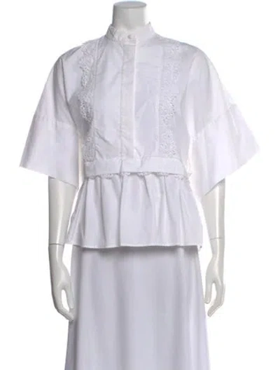 Pre-owned Erdem Short Sleeve Blouse In White