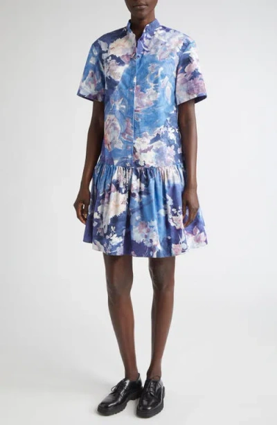 Erdem Short Sleeve Cotton Poplin Mini Shirtdress