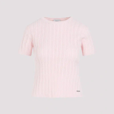 Erdem Short Sleeve Crew Neck Knit Top In Nude & Neutrals