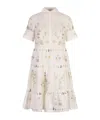Erdem Tiered Linen Dress With Short Sleeves And Floral Print
