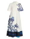 Erdem Short-sleeve Floral-print Midi Dress In White