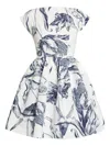 Erdem Pleated Floral-print Cotton-poplin Mini Dress In Multi