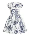 Erdem Pleated Floral-print Cotton-poplin Mini Dress In White