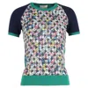 ERDEM ERDEM SHORT SLEEVE PRINTED TOP IN MULTICOLOR SILK