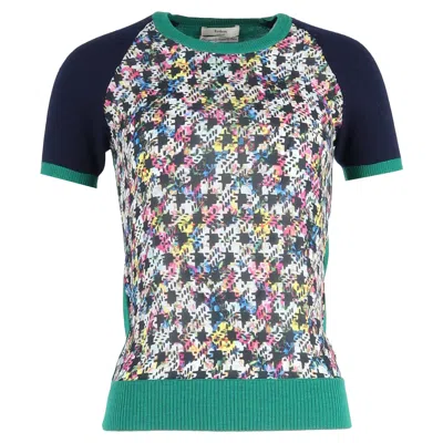 Erdem Short Sleeve Printed Top In Multicolor Silk