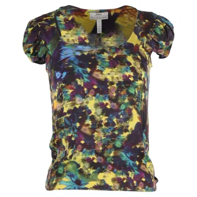 Erdem Short Sleeve Printed Top In Multicolour Silk
